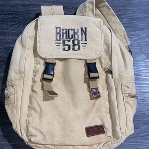 Portage Travel Gear Canvas Backpack Beige Khaki Paded Laptop Sleeve Day Pack